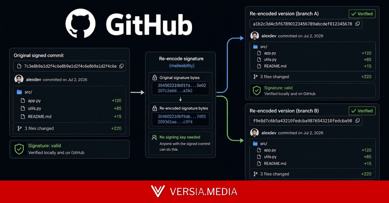 GitHub 'Verified' Commits Can Be Rewritten Into New Hashes Without Breaking Signatures